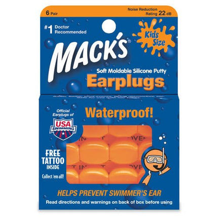 6 Pairs Macks Soft Moldable Silicone Kids Earplugs Swim Study Sleep - Go2buy Australia
