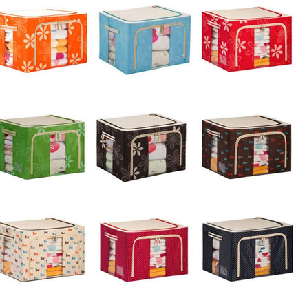 66L Oxford Cloth Steel Frame Storage Box Quilt Clothes Organizer Waterproof Bag - Go2buy Australia