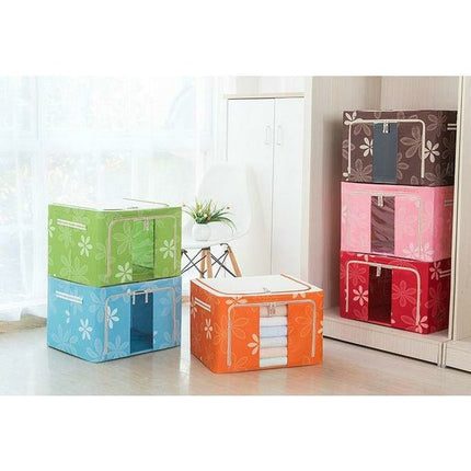 66L Oxford Cloth Steel Frame Storage Box Quilt Clothes Organizer Waterproof Bag - Go2buy Australia