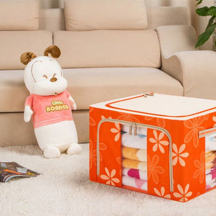 66L Oxford Cloth Steel Frame Storage Box Quilt Clothes Organizer Waterproof Bag - Go2buy Australia