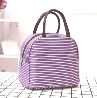 Buy purple Insulated Strip Lunch Bag Tote Container For Women Kids Office Work School (6 Colors Available)