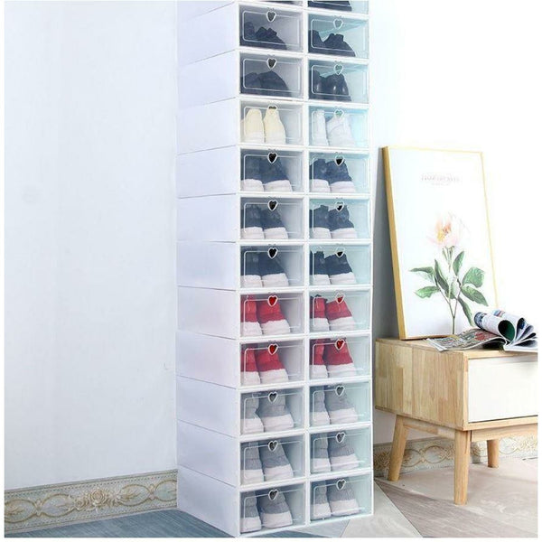 Foldable Plastic Stackable Shoe Storage Box Organizer Heart Drawer For Men