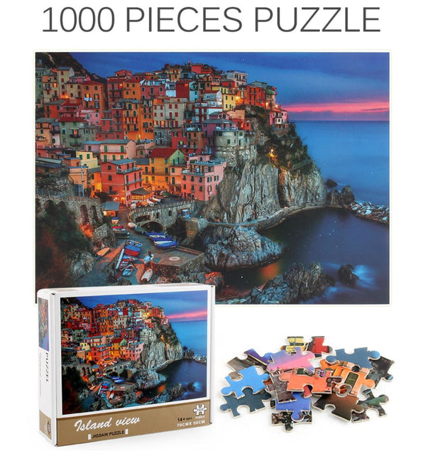 1000Pcs Thick Papers Jigsaw Puzzles Fun Game Challenge Gift For Teens Kids (Island View)