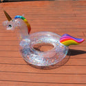 Inflatable Pool Float Swim Ring Transparent Flamingo Unicorn