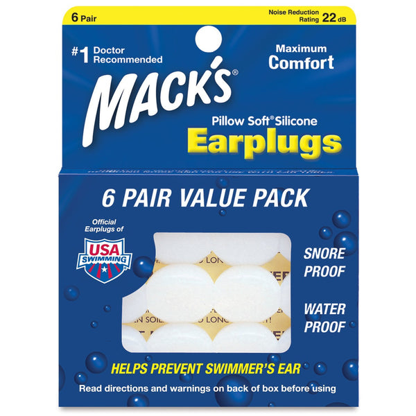 6x Mack's Pillow Soft Silicone Moldable Earplugs Snore Swim Study Ear Plugs 22dB