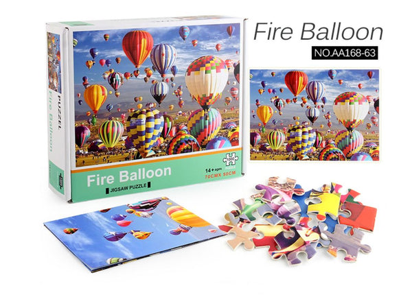 1000Pcs Thick Papers Jigsaw Puzzles Fun Game Challenge Gift For Adults Teens Kids (Hot Air Balloon-A)