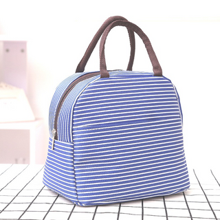 Insulated Strip Lunch Bag Tote Container For Women Kids Office Work School (6 Colors Available)