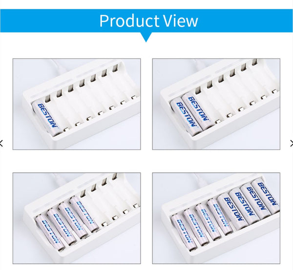 Beston 8-Slot Battery USB Charger for 1.2V AA AAA NiMh Rechargeable Battery