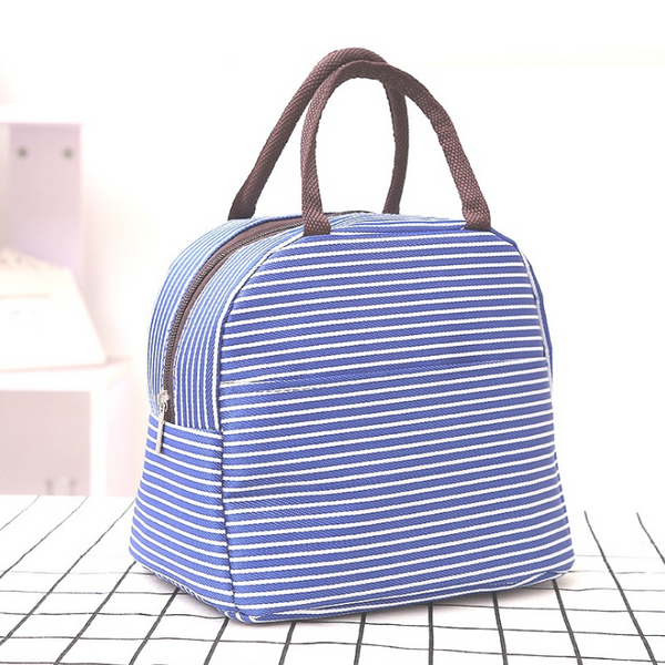 Insulated Strip Lunch Bag Tote Container For Women Kids Office Work School (6 Colors Available)