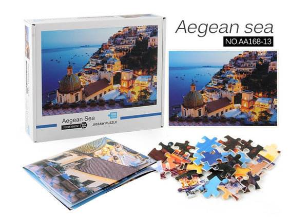 1000Pcs Thick Papers Jigsaw Puzzles Fun Game Challenge Gift For Teens Kids (Aegean Sea-B)