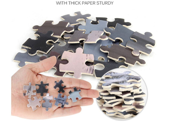 1000Pcs Thick Papers Jigsaw Puzzles Fun Game Challenge Gift For Adults Teens Kids (Cat and Tiger)