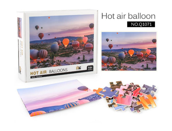 1000Pcs Thick Papers Jigsaw Puzzles Fun Game Challenge Gift For Teens Kids (Hot Air Balloon-B)