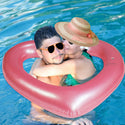 2 Sizes Inflatable Pool Float Swim Ring Heart Shape Rose Gold Glitter