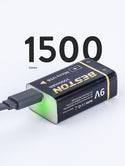 Beston Micro USB 9v Rechargeable Battery Li-ion Battery 9000mWh With cable 1500+ Recharge Cycles