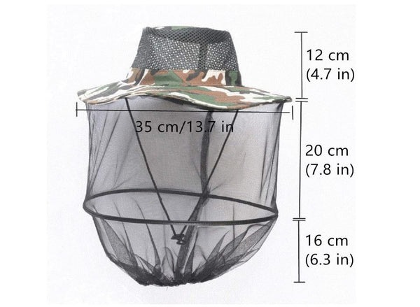 Camouflage Hat with Mosquito Net Bee Fishing Repellent Mesh Camping Hiking Camo