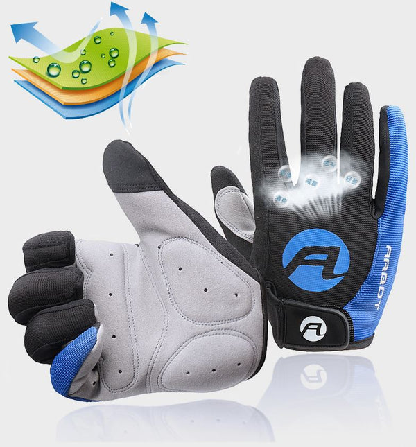 Blue Arbot Cycling Bicycle Bike Full Finger Antiskid Touch Sscreen Breathabl Gloves