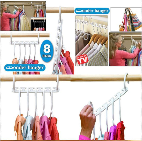 Amazing Wonder Clothes8PCS Hanger Space Saver Wardrobe Closet Organizer Rack Hook