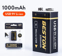 Beston Micro USB 9v Rechargeable Battery Li-ion Battery 9000mWh With cable 1500+ Recharge Cycles