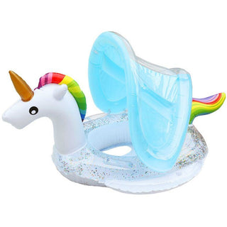 Inflatable Pool Float Swim Ring For Kids Unicorn With Sunshade