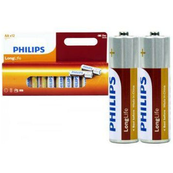 12PCS GENUINE Philips Long Life Zinc Carbon AA Battery Factory Sealed