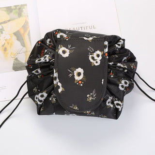 Buy black-flowers Magic Lazy Drawstring Makeup Cosmetic Travel Organizer Bag (9 Colors Available)