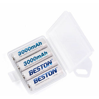 4PCS Beston Rechargeable Battery NiMH AA 1.2V 3000mAh High Capacity With Carry Box