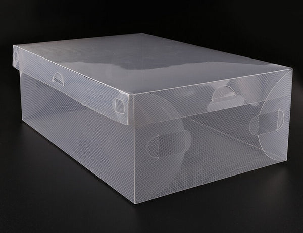 Foldable Clear Plastic Shoe Storage Box Stackable Organizer For Men