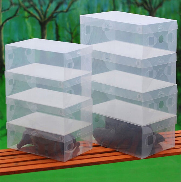 Foldable Clear Plastic Shoe Storage Box Stackable Organizer For Women Kids