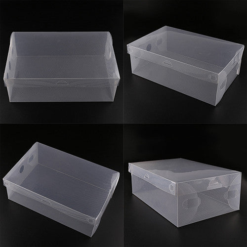 Foldable Clear Plastic Shoe Storage Box Stackable Organizer For Men