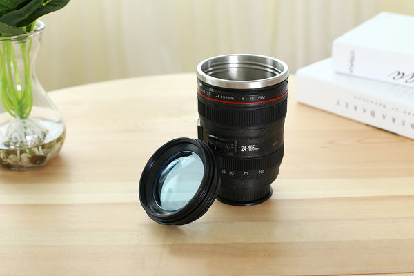 DSLR 24-105mm Camera Lens Suction Mighty Cup Stainless Steel Coffee Mug 400ML