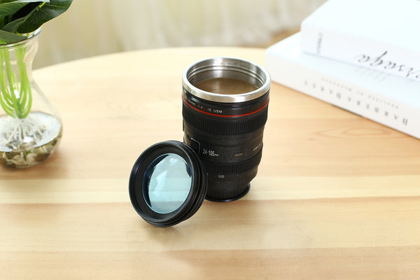 DSLR 24-105mm Camera Lens Suction Mighty Cup Stainless Steel Coffee Mug 400ML