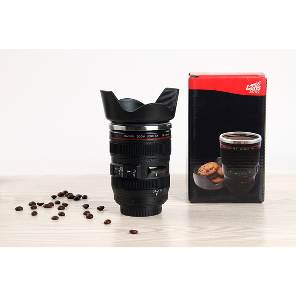 DSLR 24-105mm Camera Lens Cup Stainless Steel Coffee Tea Mug 400ML Drink