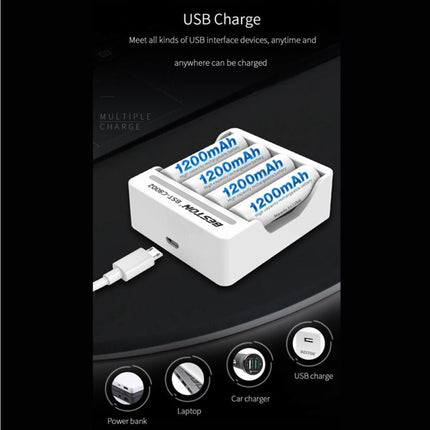 Beston 4 - Slot Quick Smart Intelligent QC Battery USB Charger for 1.2V AA AAA NiMh Rechargeable Battery - Go2buy Australia