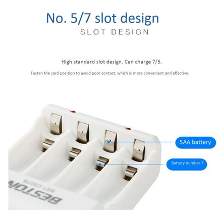 Beston 4 - Slot Quick Smart Intelligent QC Battery USB Charger for 1.2V AA AAA NiMh Rechargeable Battery - Go2buy Australia