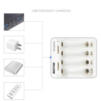 Beston 4 - Slot Quick Smart Intelligent QC Battery USB Charger for 1.2V AA AAA NiMh Rechargeable Battery - Go2buy Australia