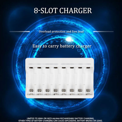 Beston 8 - Slot Battery USB Charger for 1.2V AA AAA NiMh Rechargeable Battery - Go2buy Australia