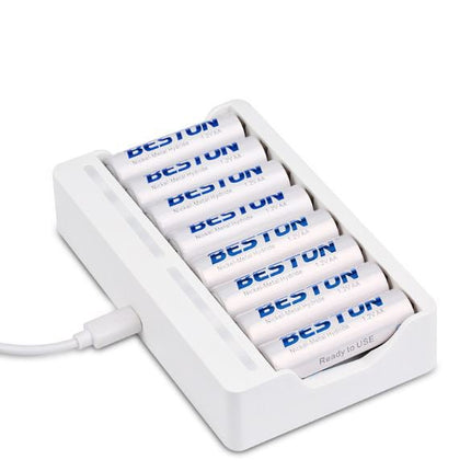 Beston 8 - Slot Battery USB Charger for 1.2V AA AAA NiMh Rechargeable Battery - Go2buy Australia