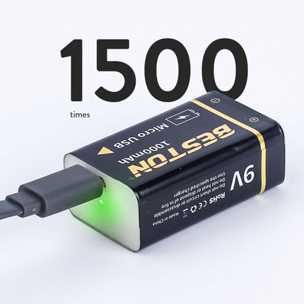 Beston Micro USB 9v Rechargeable Battery Li - ion Battery 9000mWh With cable 1500+ Recharge Cycles - Go2buy Australia