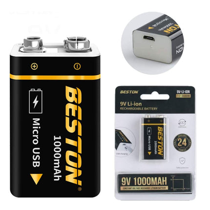 Beston Micro USB 9v Rechargeable Battery Li - ion Battery 9000mWh With cable 1500+ Recharge Cycles - Go2buy Australia