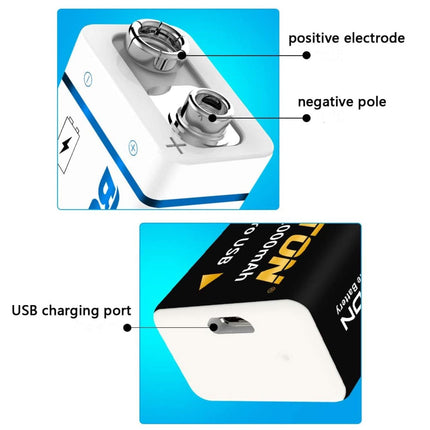 Beston Micro USB 9v Rechargeable Battery Li - ion Battery 9000mWh With cable 1500+ Recharge Cycles - Go2buy Australia