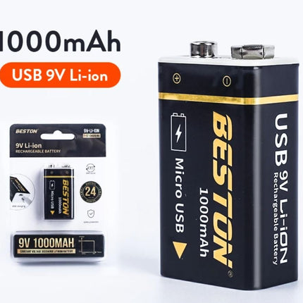 Beston Micro USB 9v Rechargeable Battery Li - ion Battery 9000mWh With cable 1500+ Recharge Cycles - Go2buy Australia