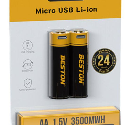 Beston Micro USB AAA/AA Rechargeable Battery Li - ion Battery 3500mWh With cable - Go2buy Australia