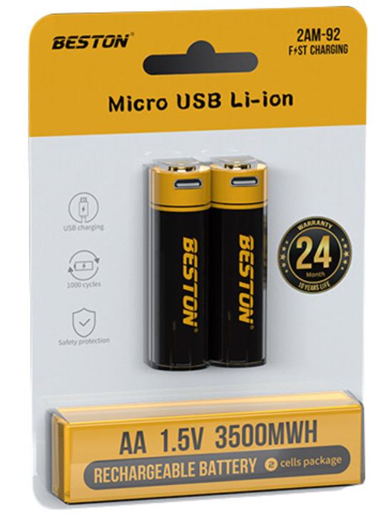 Beston Micro USB AAA/AA Rechargeable Battery Li - ion Battery 3500mWh With cable - Go2buy Australia