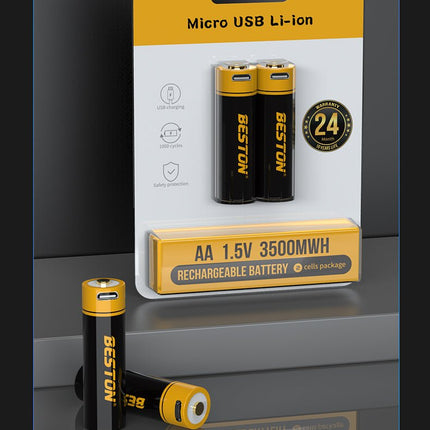 Beston Micro USB AAA/AA Rechargeable Battery Li - ion Battery 3500mWh With cable - Go2buy Australia