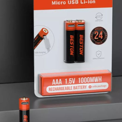 Beston Micro USB AAA/AA Rechargeable Battery Li - ion Battery 3500mWh With cable - Go2buy Australia
