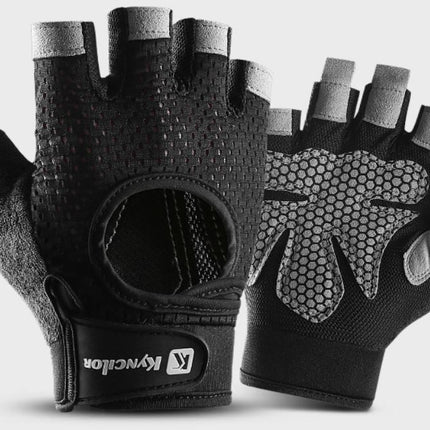 Black Fitness Gym Gloves Anti - Skid Half Finger Gel Weight Lifting Mesh Women/Men - Go2buy Australia