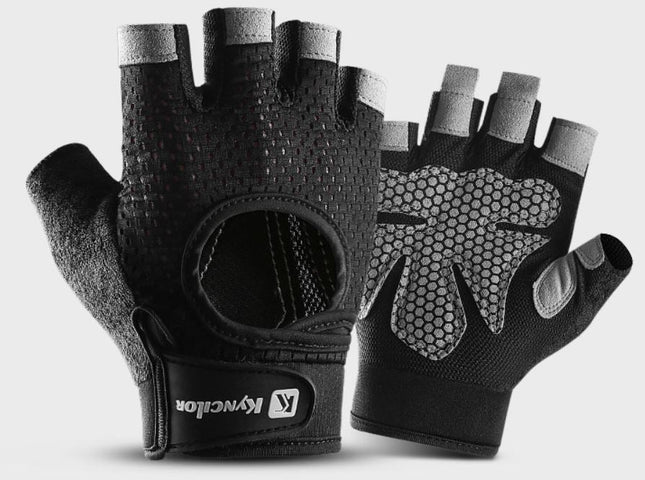 Black Fitness Gym Gloves Anti - Skid Half Finger Gel Weight Lifting Mesh Women/Men - Go2buy Australia