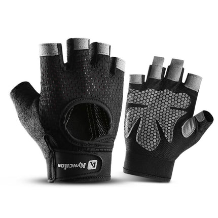 Black Fitness Gym Gloves Anti - Skid Half Finger Gel Weight Lifting Mesh Women/Men - Go2buy Australia