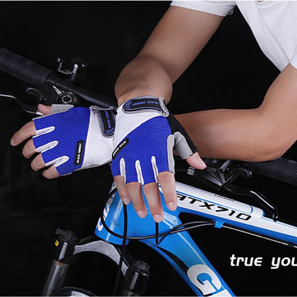 Blue Cycling Bicycle Bike Half Finger Antiskid Silicone Breathable Gloves - Go2buy Australia