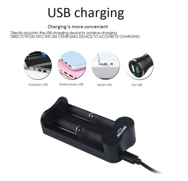 Beston Lithium 18650 Rechargeable Battery USB Charger 4.2V